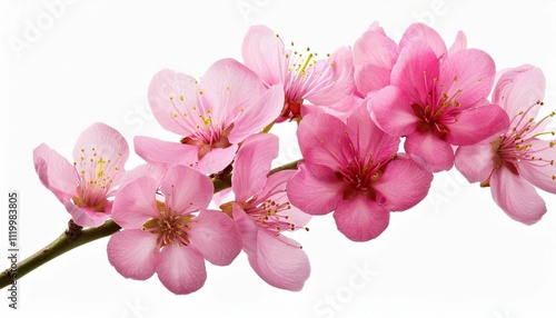 pink flowers twig isolated on  background cutout