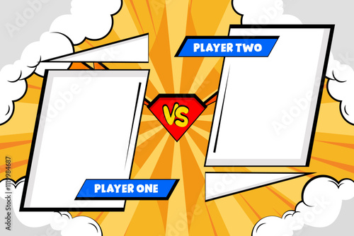comic cartoon style background cloud template versus vector
