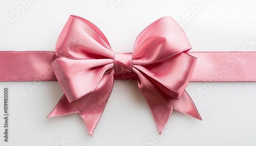 pink ribbon bow on white background