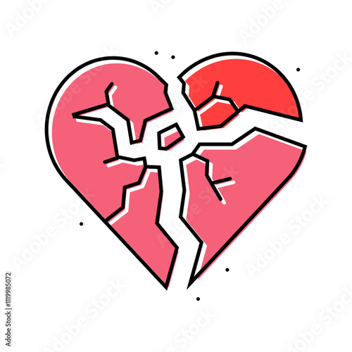 broken heart fracture color icon vector. broken heart fracture sign. isolated symbol illustration