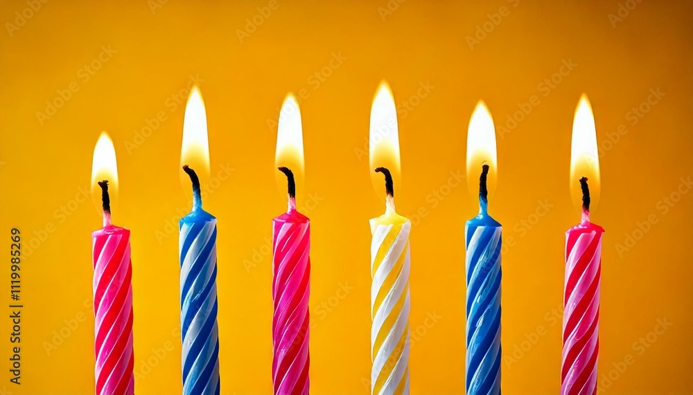 6 birthday candles on a yellow background