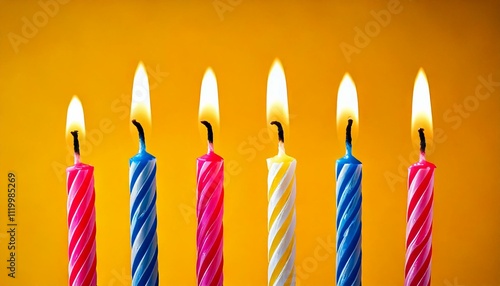 Obraz na płótnie 6 birthday candles on a yellow background w salonie