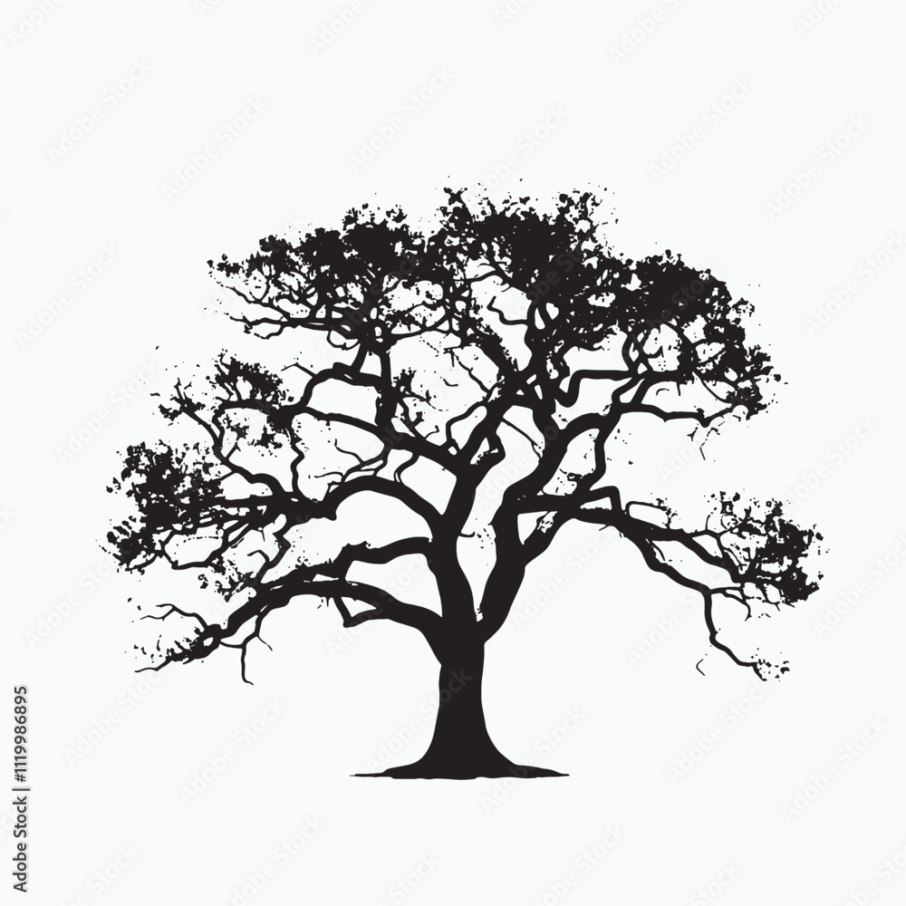 Obraz premium Realistic Oak Tree Silhouette