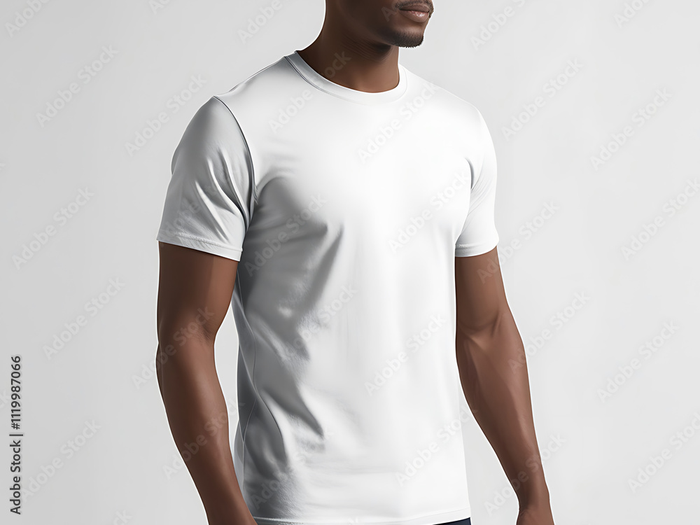 Men in white t shirt on white background Men in white t shirt on white background