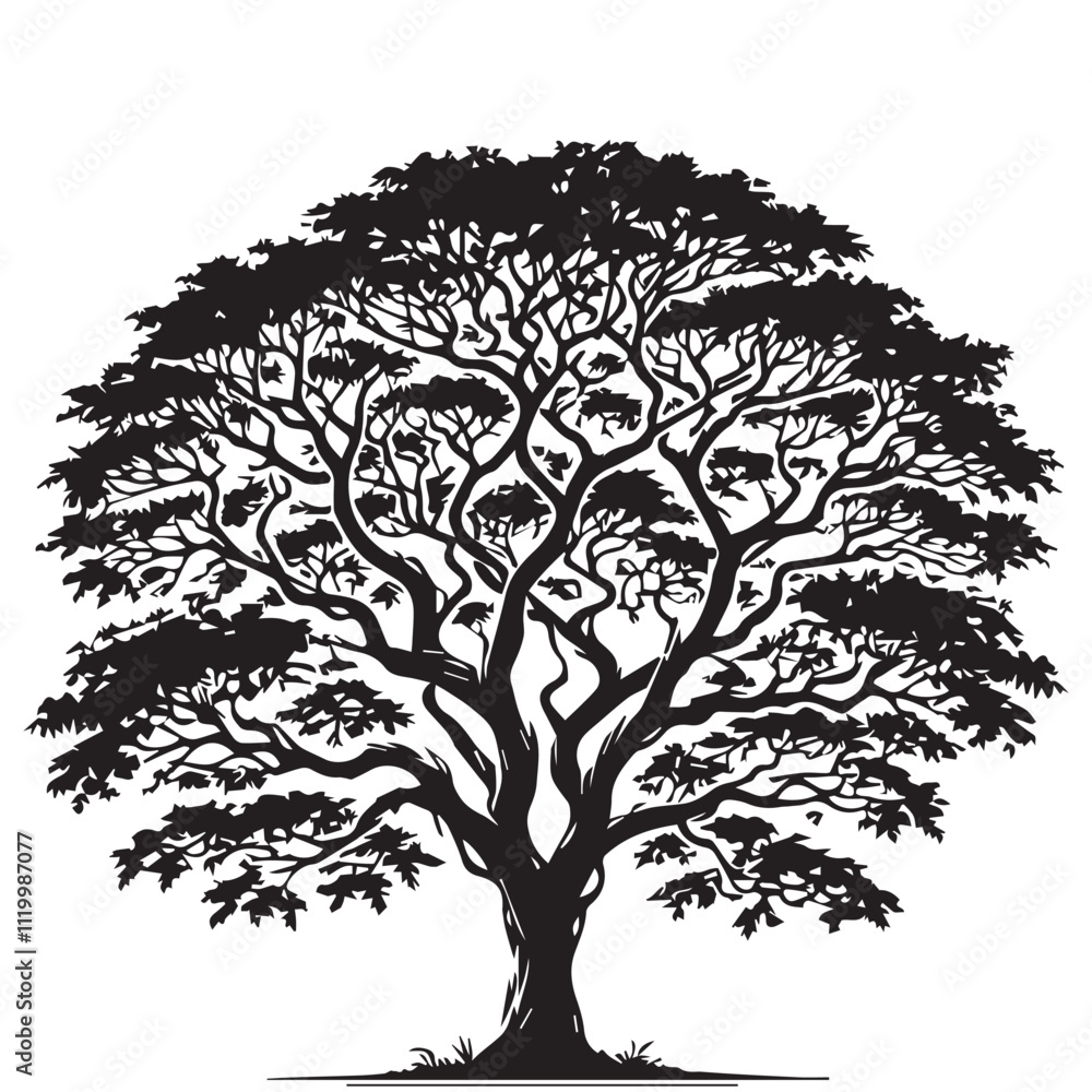 Obraz premium Tree silhouette vector with white background