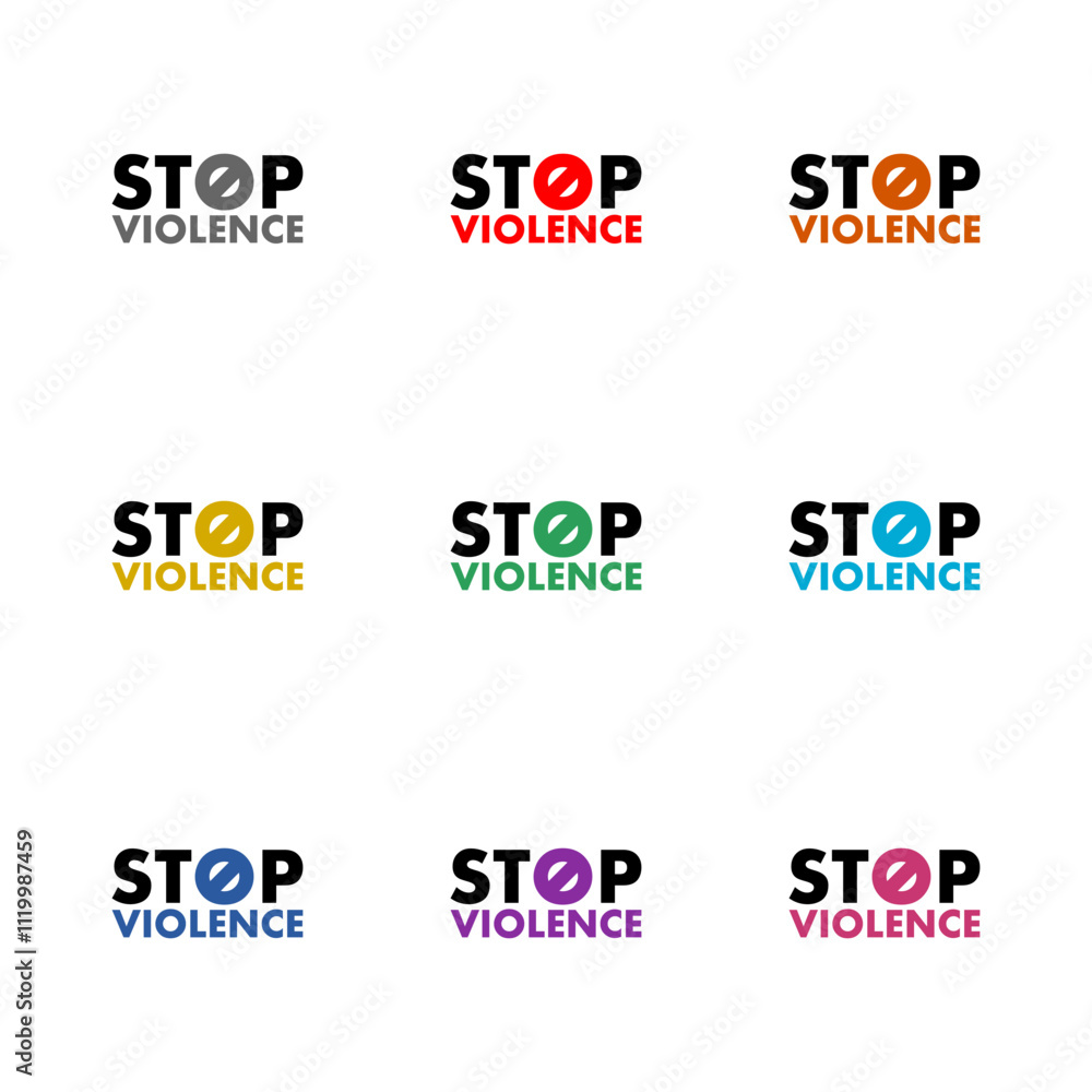 Stop violence sign icon isolated on white background. Set icons colorful Stop violence sign icon isolated on white background. Set icons colorful