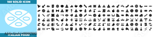 Italian Food Solid Editable Icons set.