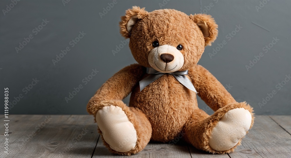Obraz premium Stuffed teddy bear on Gray background design