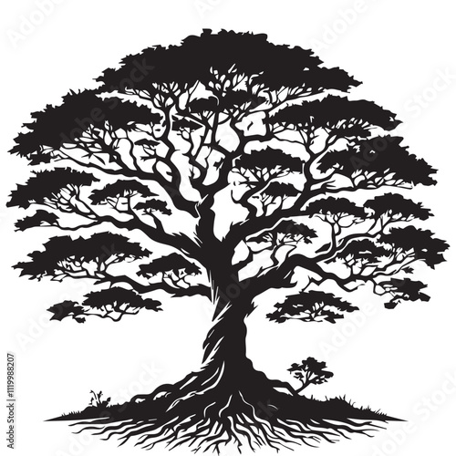 Wallpaper Mural Tree silhouette vector with white background Torontodigital.ca