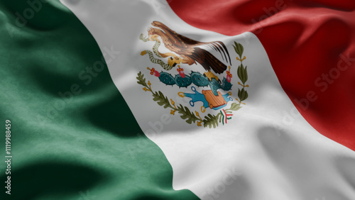 Close-up of Waving Mexico flag