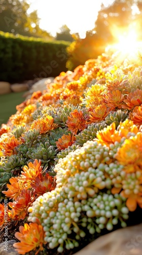 Wallpaper Mural Captivating autumn sedum garden display outdoor landscape nature vibrant colors warm sunset seasonal beauty Torontodigital.ca