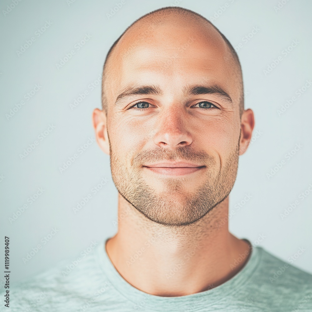 Fototapeta premium Cheerful young man with a friendly smile against a light background.
