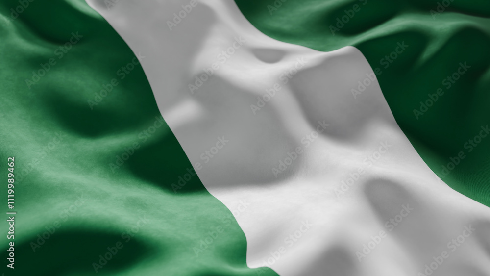 Obraz premium Close-up of Waving Nigeria flag