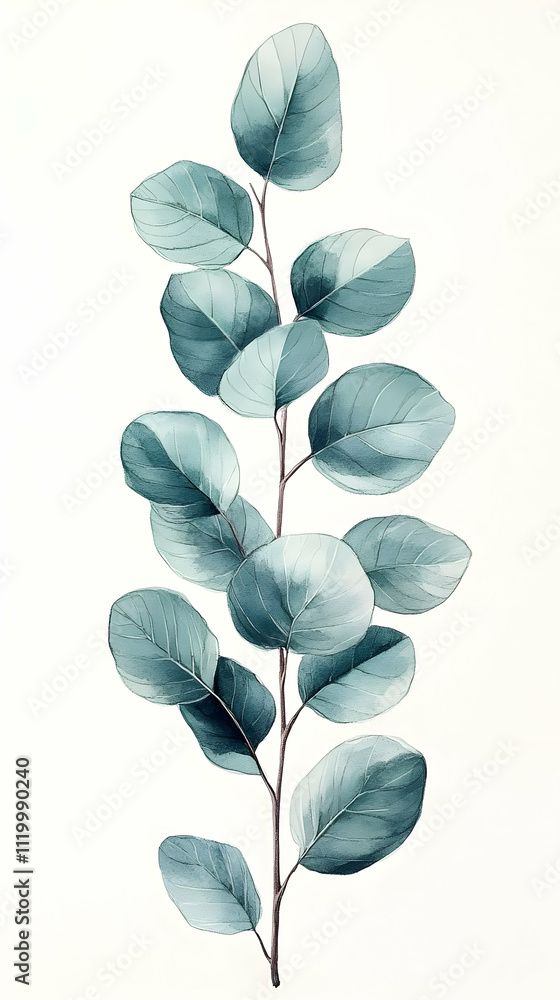 Obraz premium Teal Eucalyptus Illustration