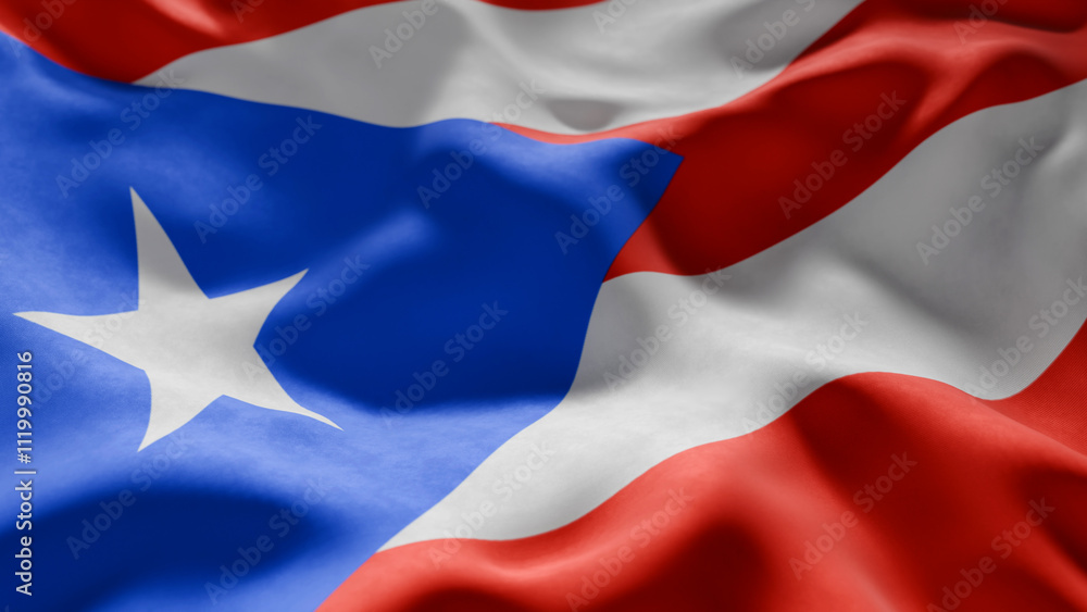 Naklejka premium Close-up of Waving Puerto Rico flag