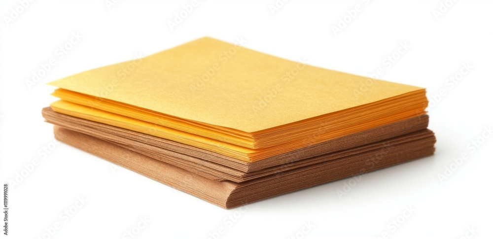 Fototapeta premium Set of Yellow and Brown Paper Notes Isolated on White Background