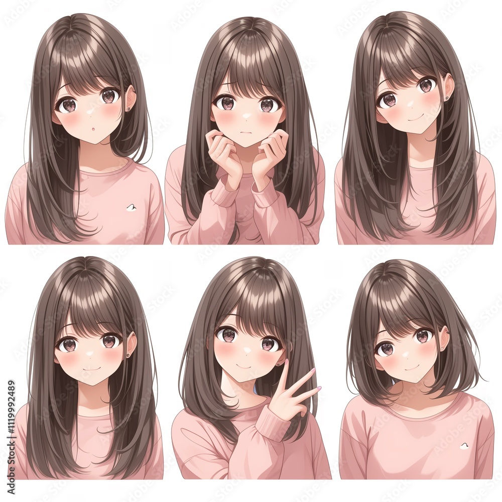 アニメ調の美少女の切り抜き用素材 アニメ調の美少女の切り抜き用素材