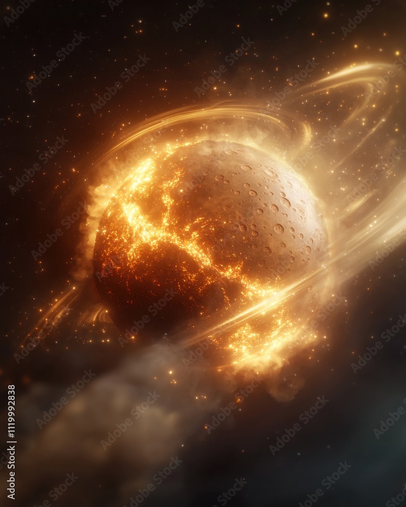Fototapeta premium Majestic mars sceneglowing surface and cosmic energy science fiction environment digital art viewpoint cosmic exploration concept