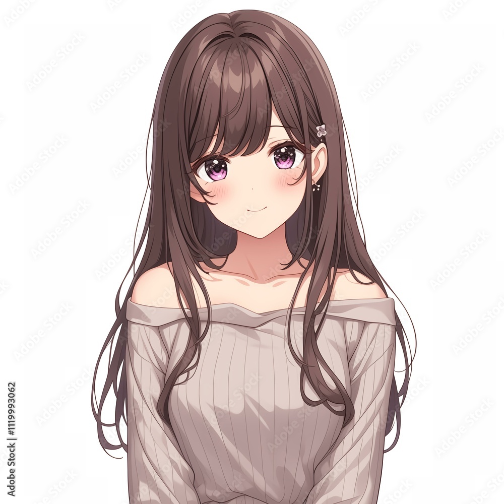 アニメ調の美少女の切り抜き用素材
