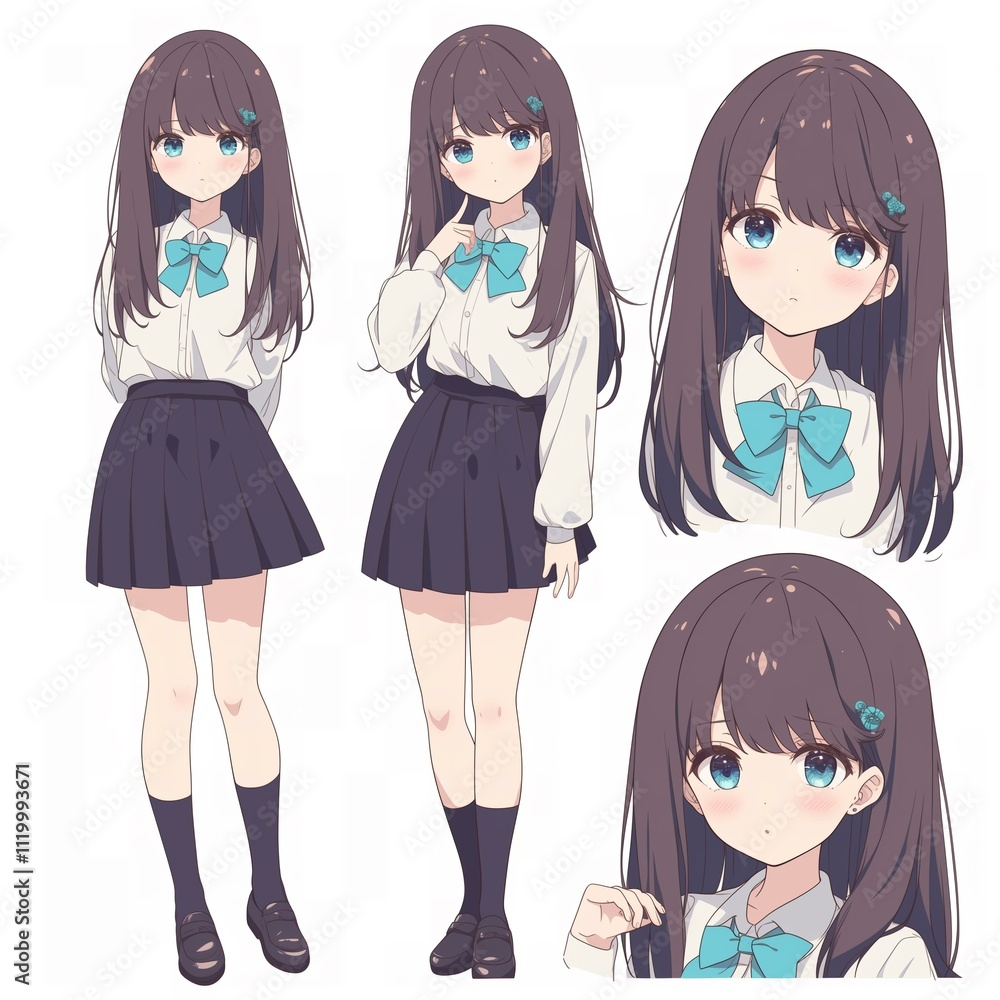 アニメ調の美少女の切り抜き用素材 アニメ調の美少女の切り抜き用素材