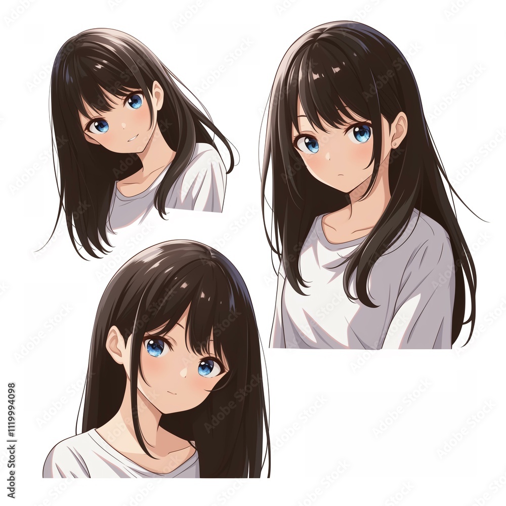 アニメ調の美少女の切り抜き用素材 アニメ調の美少女の切り抜き用素材