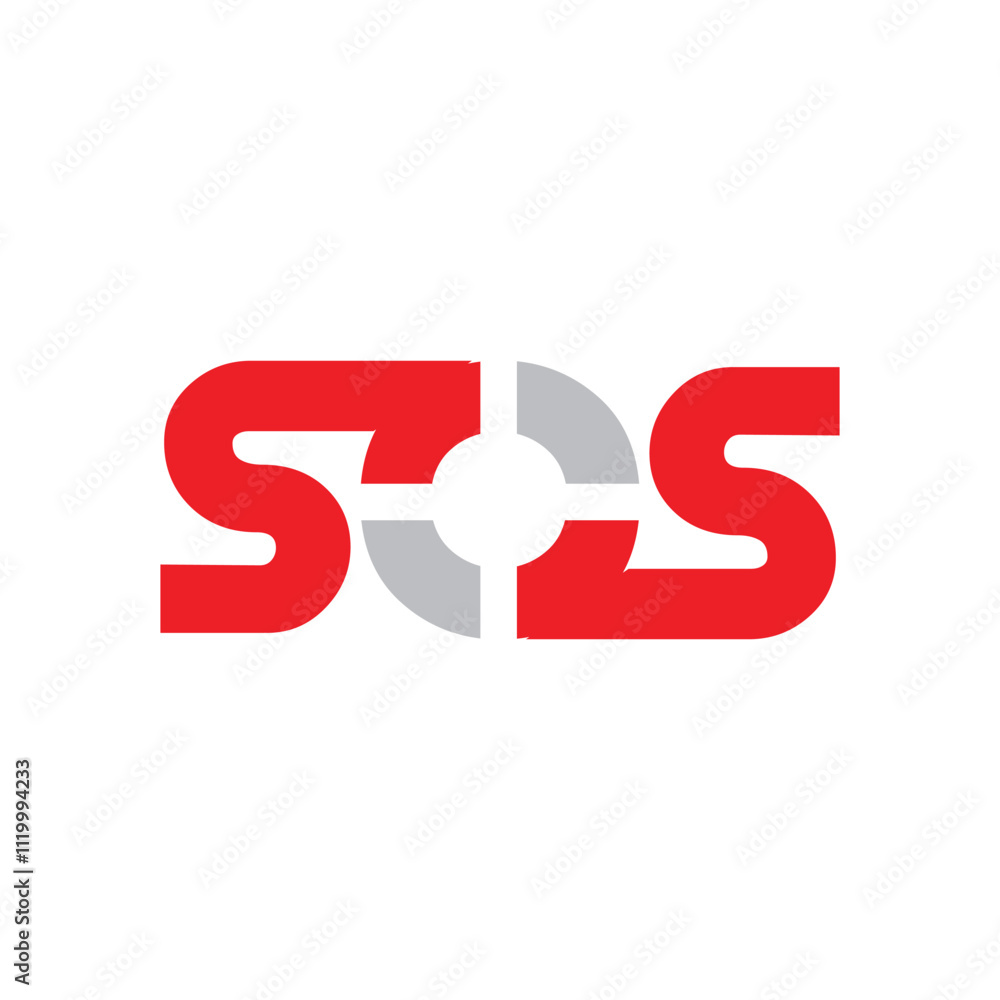 This is a simple logo design of initial SOS in red color in flat style that looks clean on a white background