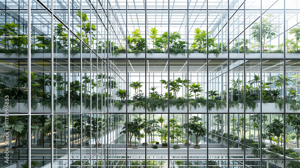 Luxurious Indoor Garden Atrium with Hanging Plants and Natural Light Luxurious Indoor Garden Atrium with Hanging Plants and Natural Light