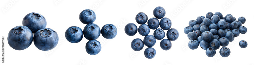 Set of blueberries isolated on a transparent background. Blueberries with leaves, closeup. Collection of fresh blueberries. Set of blueberries isolated on a transparent background. Blueberries with leaves, closeup. Collection of fresh blueberries.