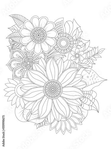 Flower coloring page for adults