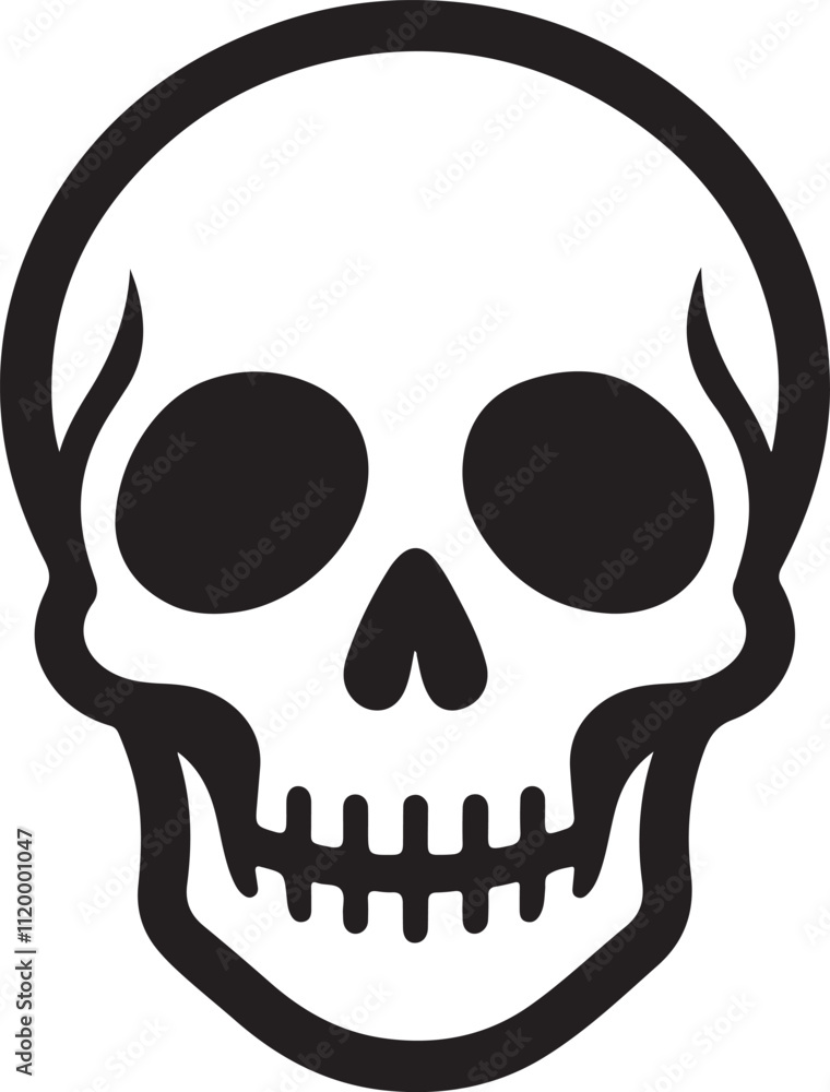 Fototapeta premium Minimalist skull icon perfect for edgy graphic design themes.