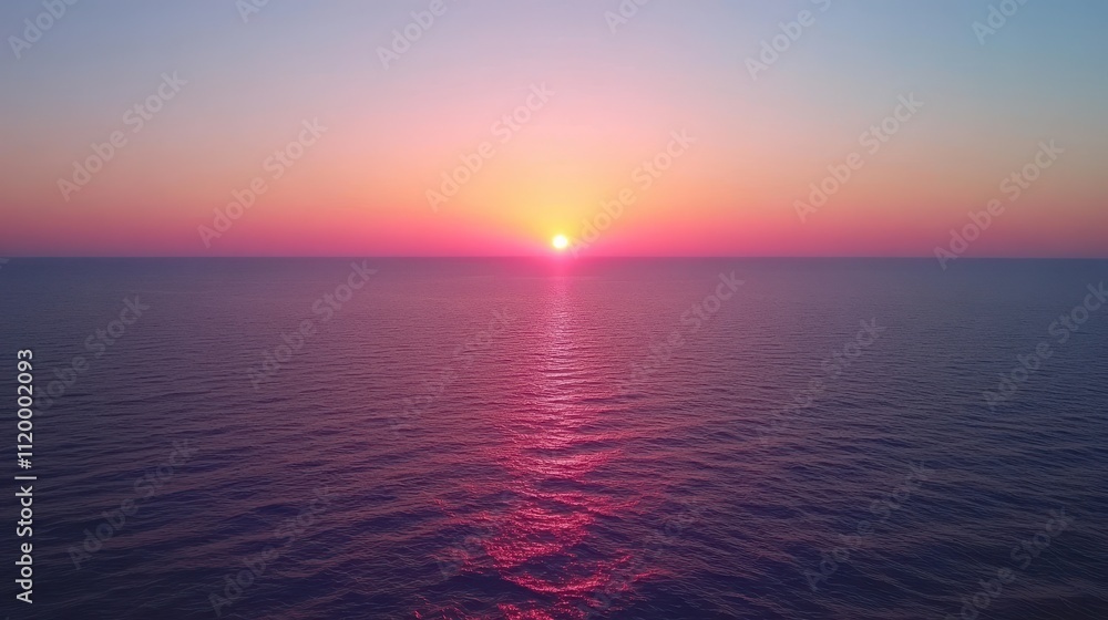 Fototapeta premium Vibrant Sunset Over Calm Ocean Waters