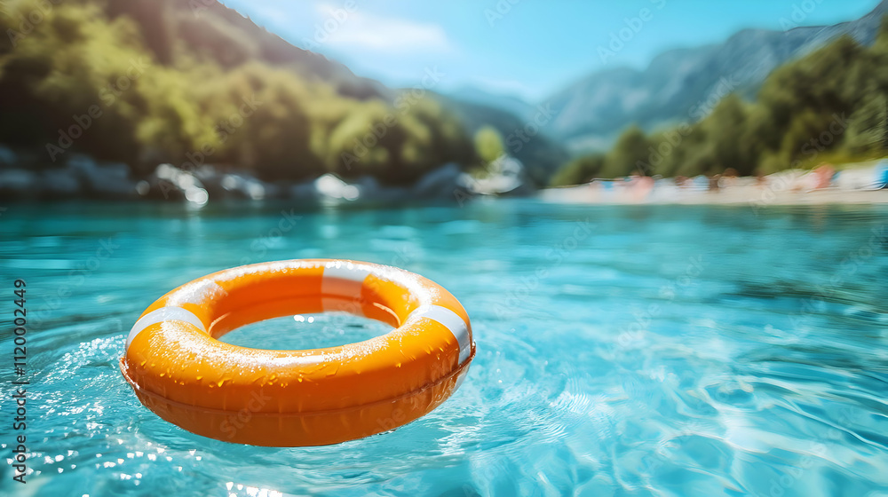 Summer Float in Mountain Lake Summer Float in Mountain Lake