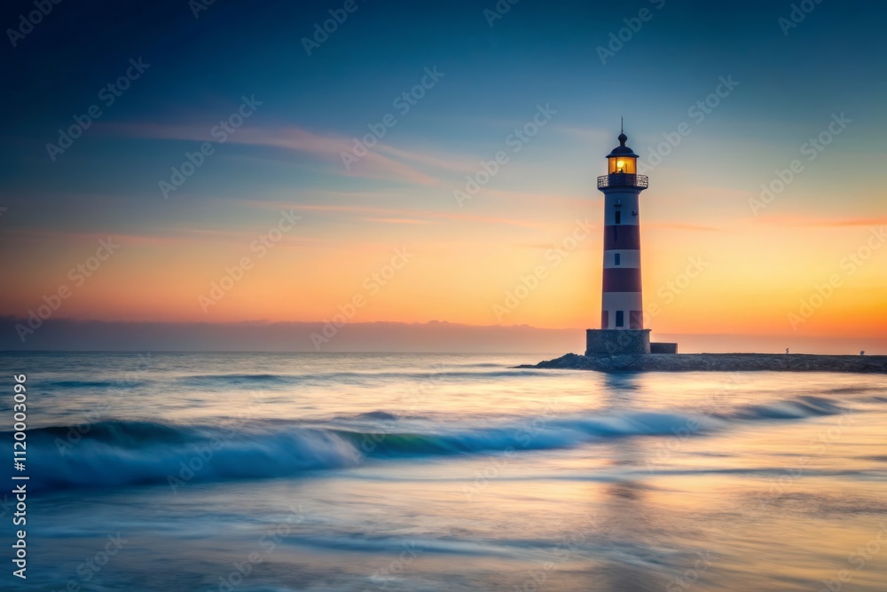 Serene Minimalist Lighthouse by the Sea: A Tranquil Coastal Scene with Soft Waves and Clear Skies for Peaceful Seascape Imagery Serene Minimalist Lighthouse by the Sea: A Tranquil Coastal Scene with Soft Waves and Clear Skies for Peaceful Seascape Imagery