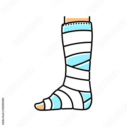 leg cast fracture injury color icon vector. leg cast fracture injury sign. isolated symbol illustration