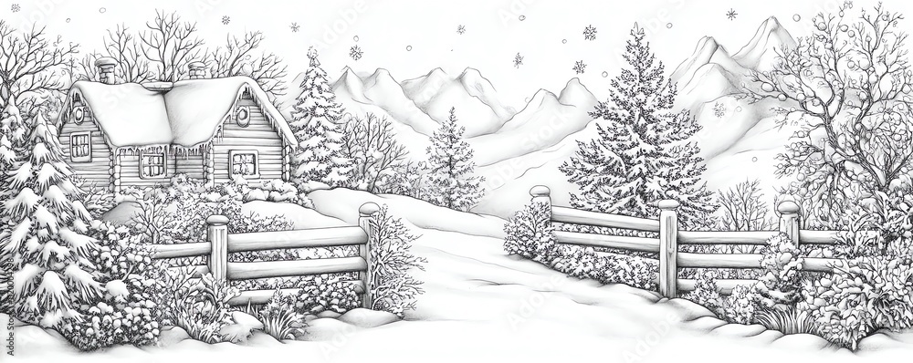 Fototapeta premium A Winter-Themed Coloring Book Page