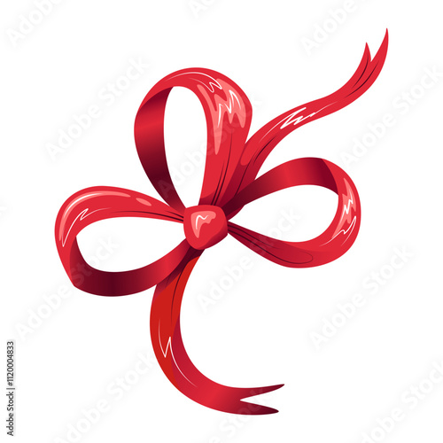 Festive red gift bow and ribbon