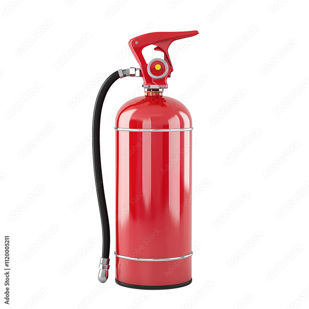 Red fire extinguisher with hose and nozzle, isolated on transparency background Red fire extinguisher with hose and nozzle, isolated on transparency background
