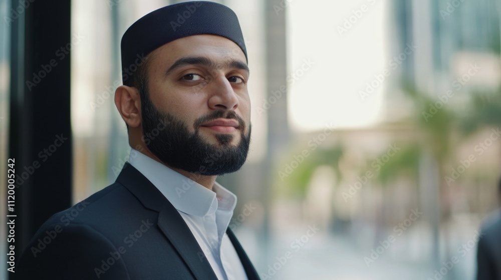 Portrait of a confident muslim businessman in an office building, with copy space Portrait of a confident muslim businessman in an office building, with copy space