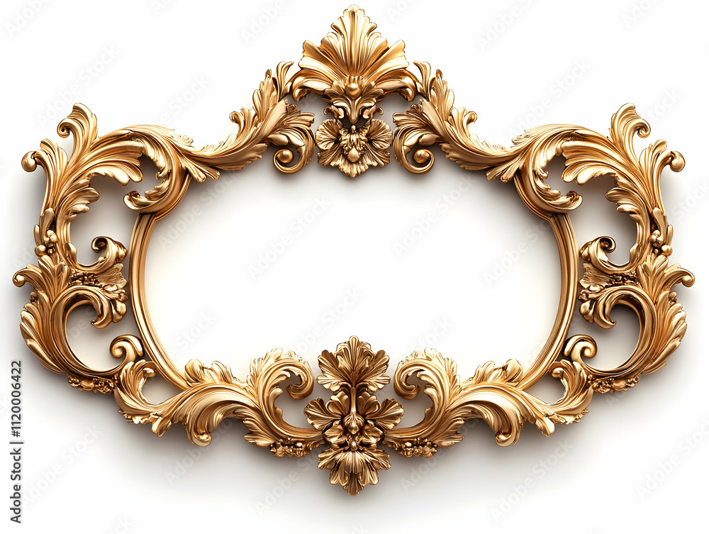 Golden Baroque 3D Frame Illustration Golden Baroque 3D Frame Illustration
