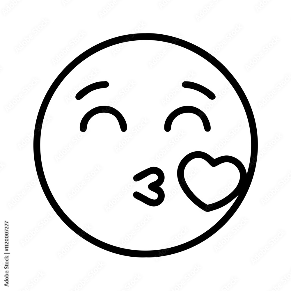 blowing kiss emoji Outline Icon, valentine icon - Black outline icon of blowing kiss emoji symbolizing valentines day, holidays, and festive in simple design blowing kiss emoji Outline Icon, valentine icon - Black outline icon of blowing kiss emoji symbolizing valentines day, holidays, and festive in simple design