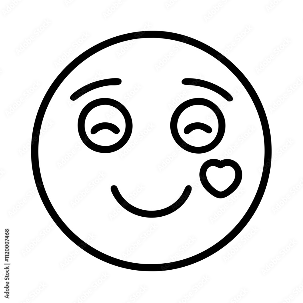 blushing emoji Outline Icon, valentine icon - Black outline icon of blushing emoji symbolizing valentines day, holidays, and festive in simple design blushing emoji Outline Icon, valentine icon - Black outline icon of blushing emoji symbolizing valentines day, holidays, and festive in simple design