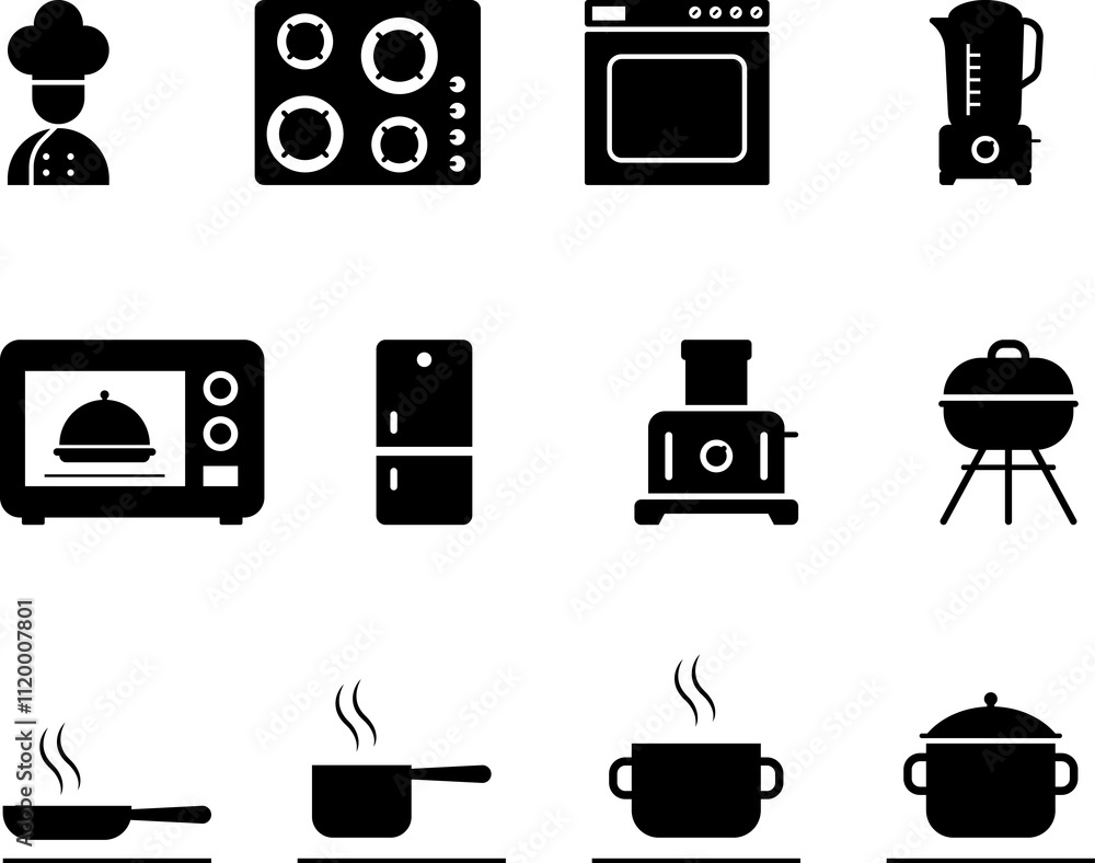 Kitchen and cooking icons set. Vector illustration Kitchen and cooking icons set. Vector illustration
