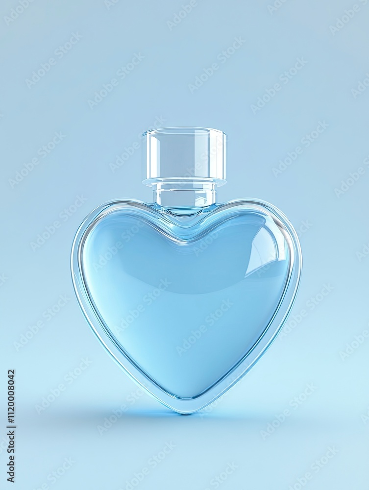 Empty nail polish bottle in love shape for mockup design and brand presentation, 3d rendering illustration. soft blue background. Empty nail polish bottle in love shape for mockup design and brand presentation, 3d rendering illustration. soft blue background.