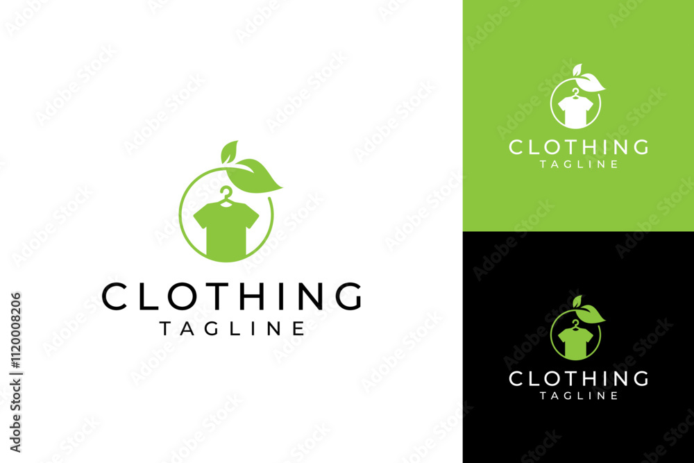 Eco clothing logo design template, shirt and leaf concept Eco clothing logo design template, shirt and leaf concept