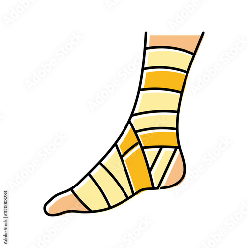 bandaged foot fracture injury color icon vector. bandaged foot fracture injury sign. isolated symbol illustration