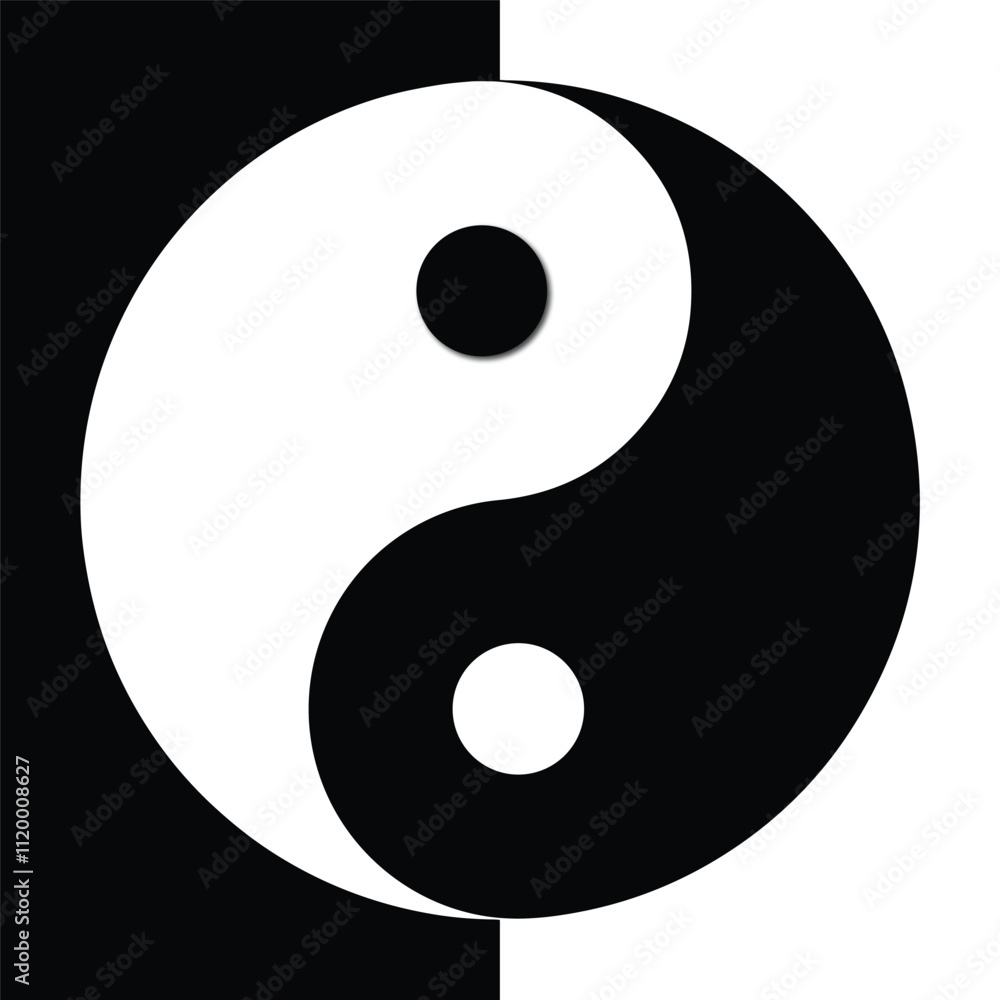 symbol black and white yin yang on a white background symbol black and white yin yang on a white background