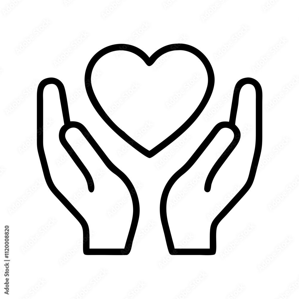 heart in hands Outline Icon, valentine icon - Black outline icon of heart in hands symbolizing valentines day, holidays, and festive in simple design heart in hands Outline Icon, valentine icon - Black outline icon of heart in hands symbolizing valentines day, holidays, and festive in simple design