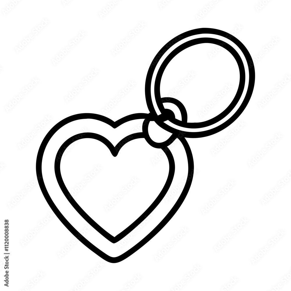 heart keychain Outline Icon, valentine icon - Black outline icon of heart keychain symbolizing valentines day, holidays, and festive in simple design heart keychain Outline Icon, valentine icon - Black outline icon of heart keychain symbolizing valentines day, holidays, and festive in simple design