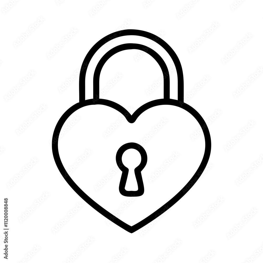 heart lock Outline Icon, valentine icon - Black outline icon of heart lock symbolizing valentines day, holidays, and festive in simple design heart lock Outline Icon, valentine icon - Black outline icon of heart lock symbolizing valentines day, holidays, and festive in simple design