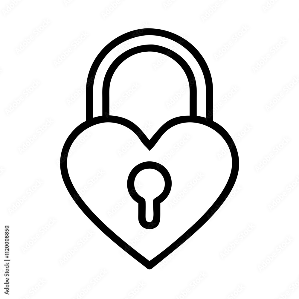 heart lock Outline Icon, valentine icon - Black outline icon of heart lock symbolizing valentines day, holidays, and festive in simple design heart lock Outline Icon, valentine icon - Black outline icon of heart lock symbolizing valentines day, holidays, and festive in simple design